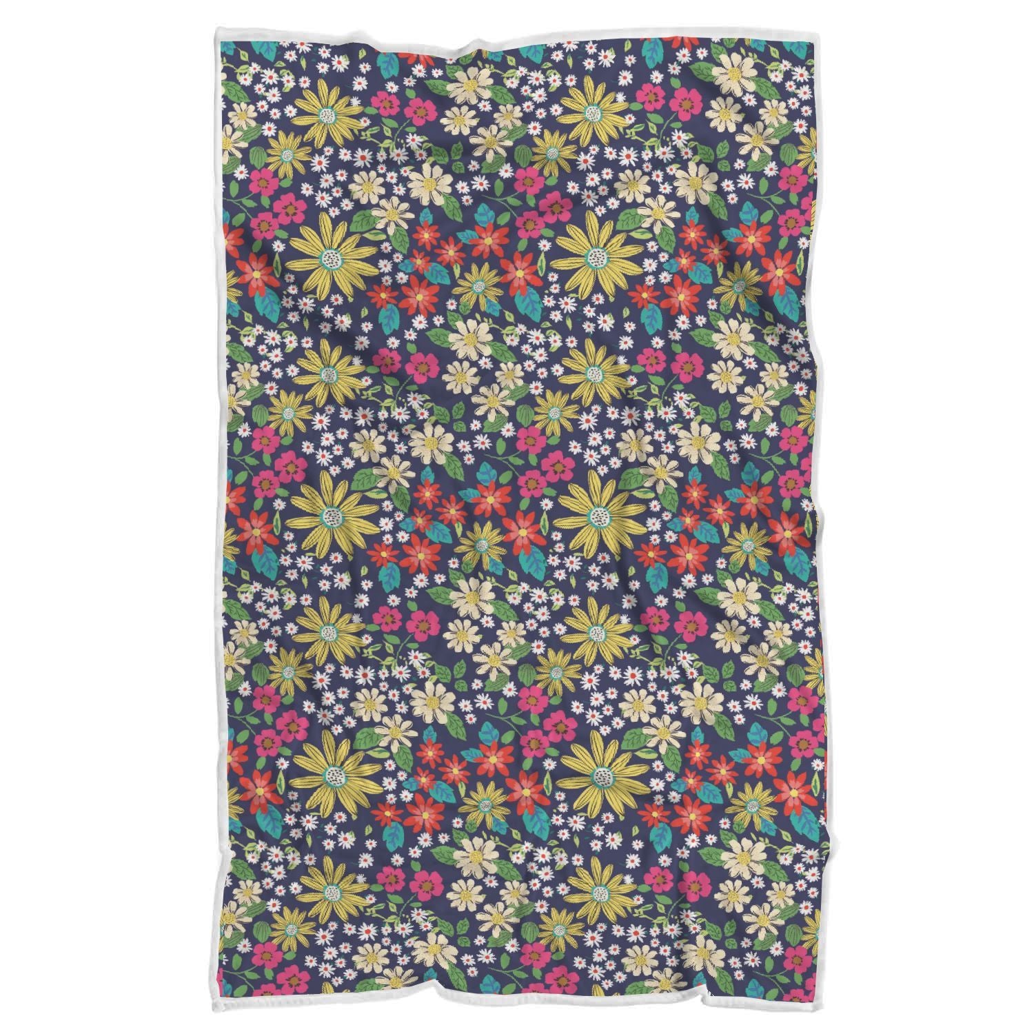 Cute Colorful Daisy Pattern Print Throw Blanket-grizzshop