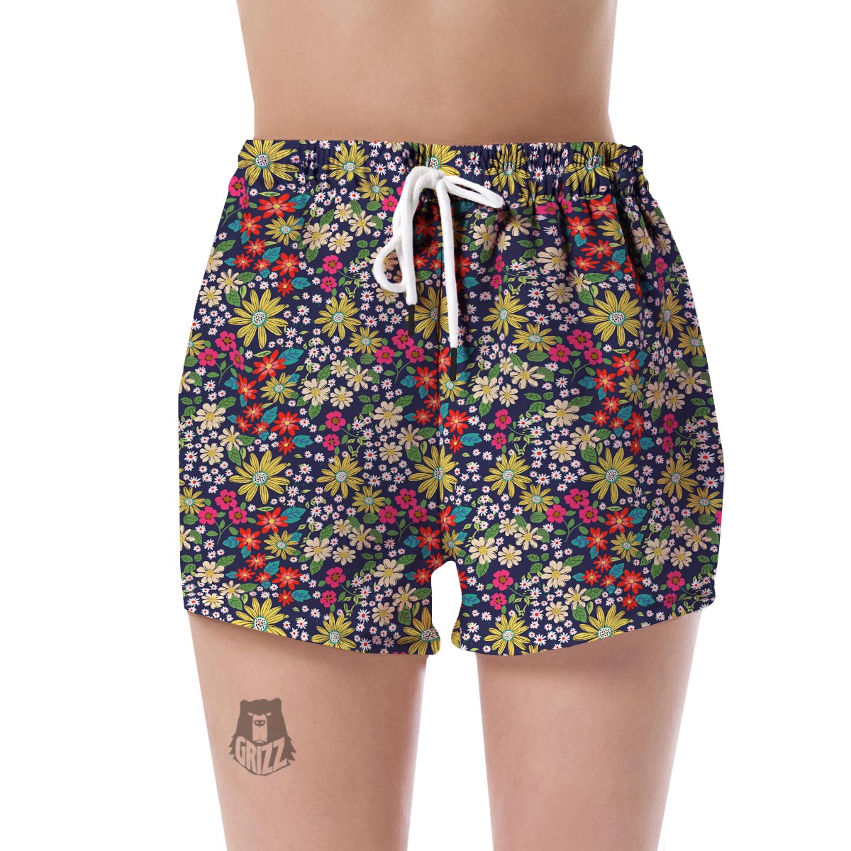 Cute Colorful Daisy Pattern Print Women's Shorts-grizzshop