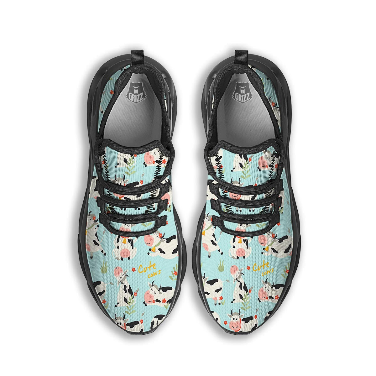 Cute Cow Print Black Running Shoes-grizzshop