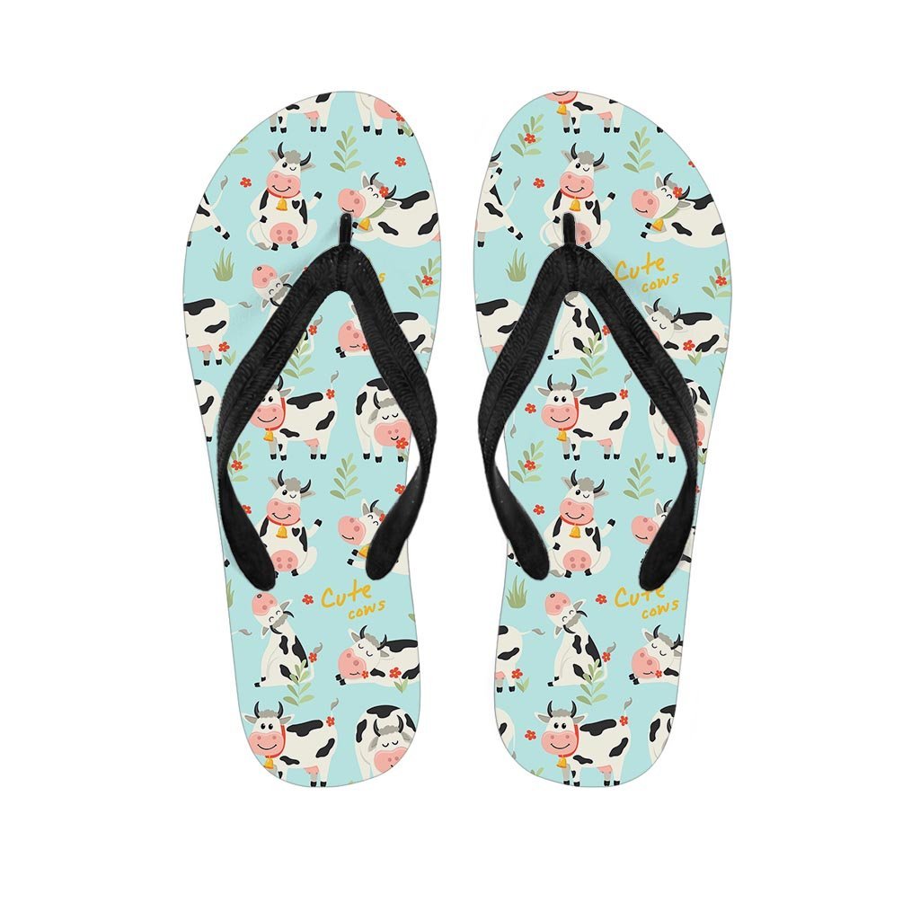 Cute Cow Print Men's Flip Flops-grizzshop
