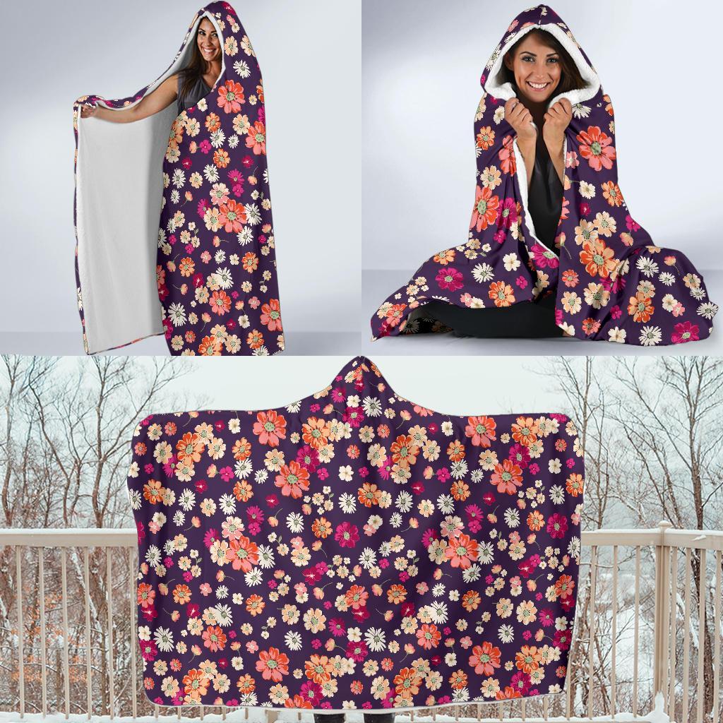 Cute Daisy ColorfulPattern Print Hooded Blanket-grizzshop