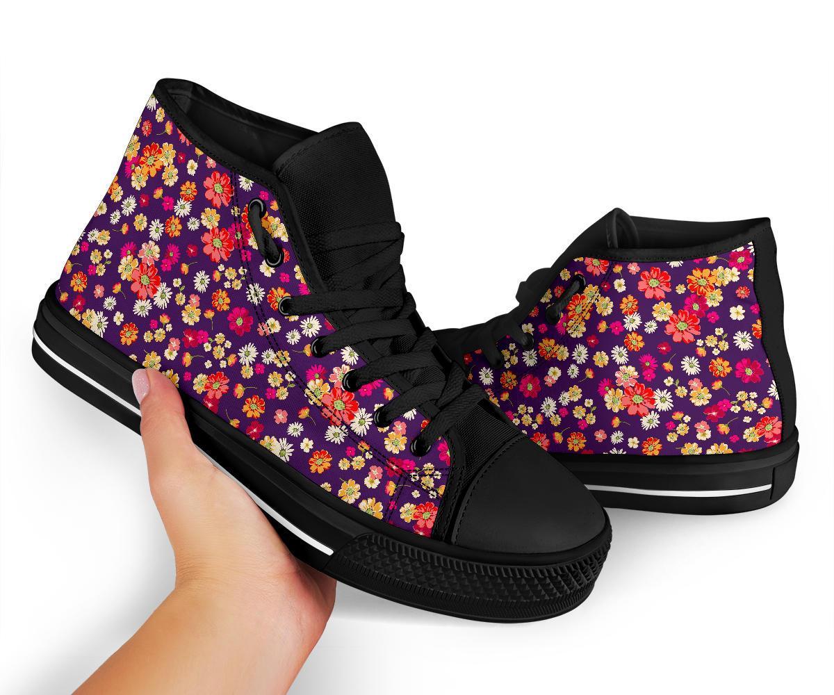 Cute Daisy ColorfulPattern Print Men Women's High Top Shoes-grizzshop