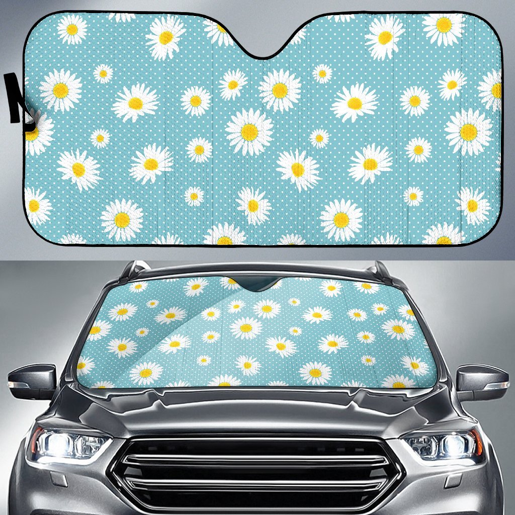 Cute Daisy Polkadot Pattern Print Car Sun Shade-grizzshop