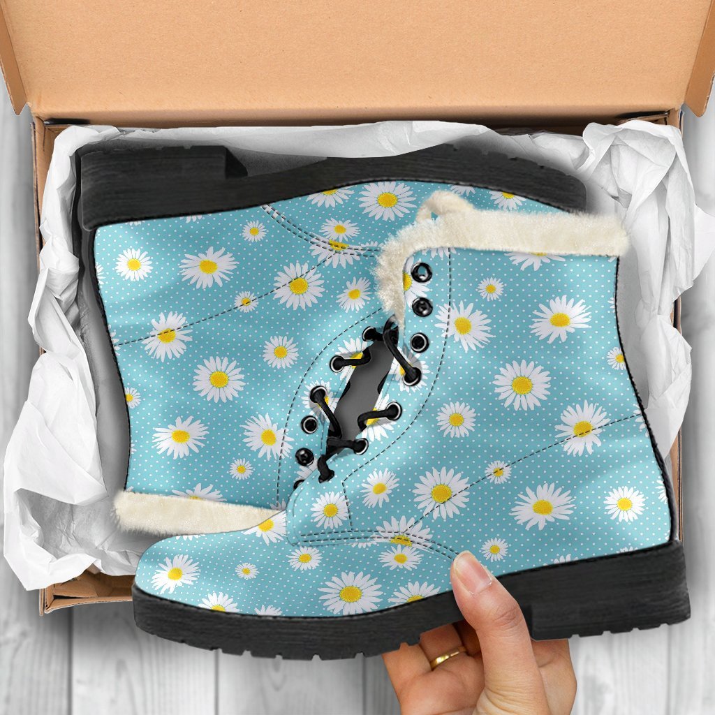 Cute Daisy Polkadot Pattern Print Comfy Winter Boots-grizzshop
