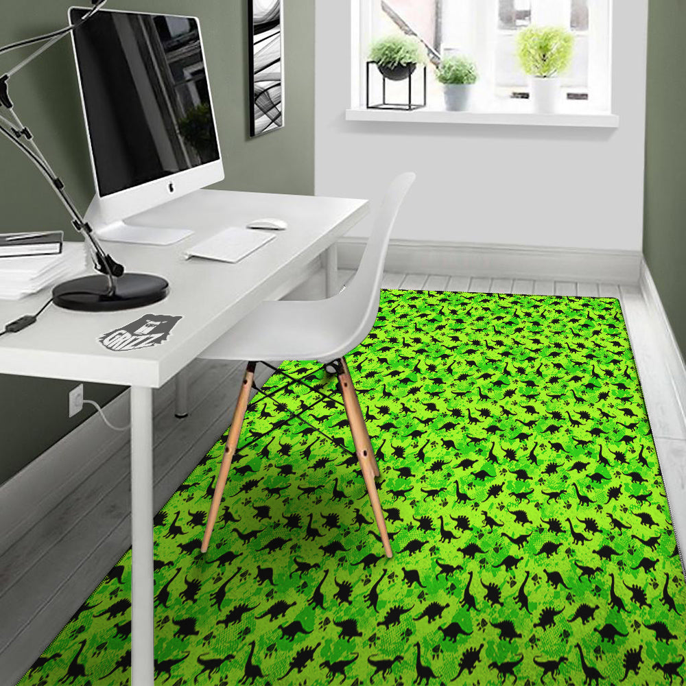 Cute Dino Green Print Pattern Floor Mat-grizzshop