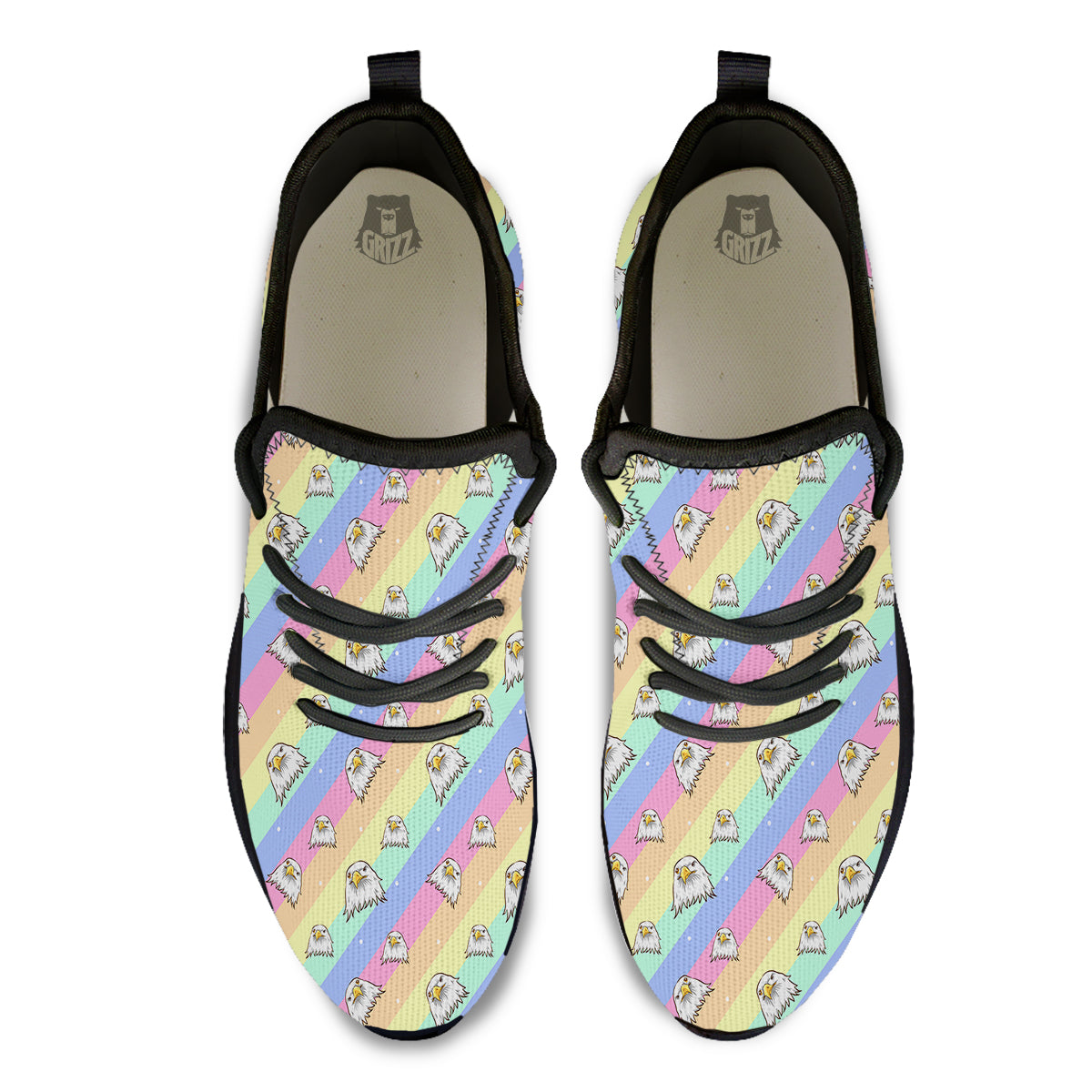 Cute Eagle Rainbow Print Pattern Black Athletic Shoes-grizzshop