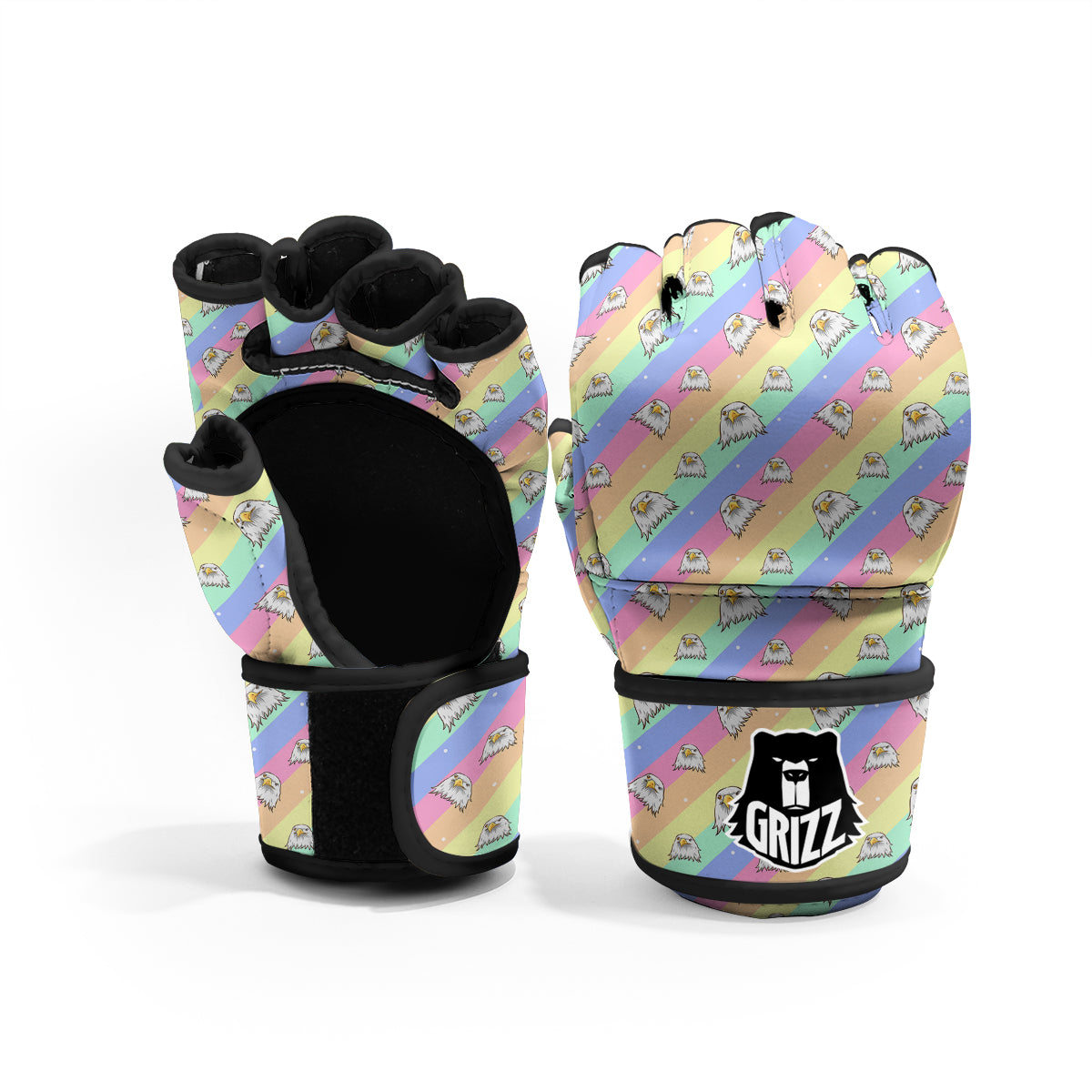 Cute Eagle Rainbow Print Pattern MMA Gloves-grizzshop