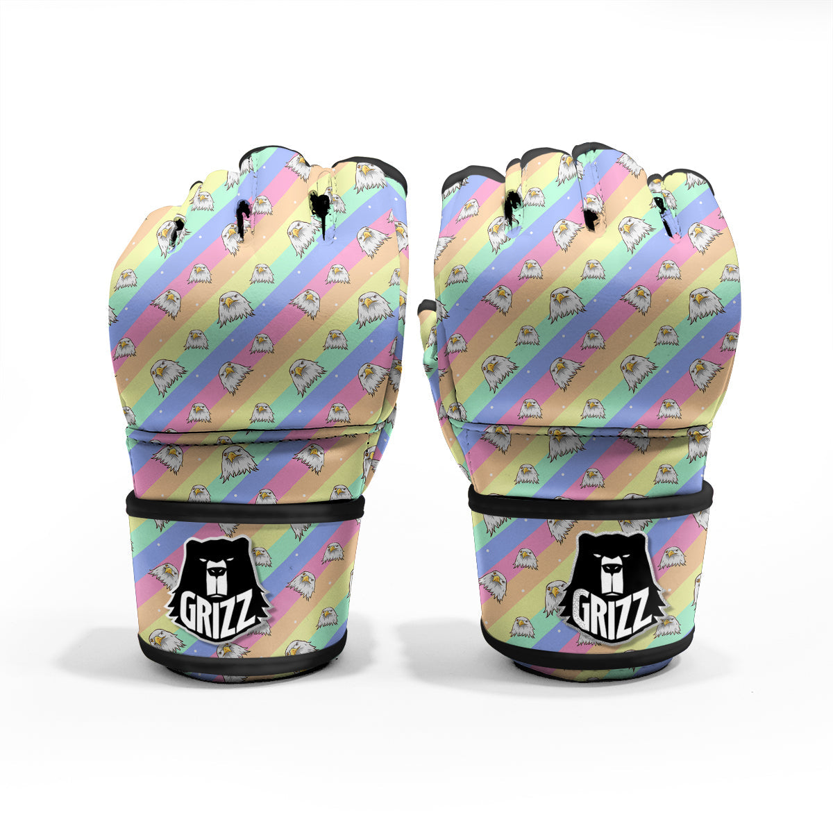 Cute Eagle Rainbow Print Pattern MMA Gloves-grizzshop