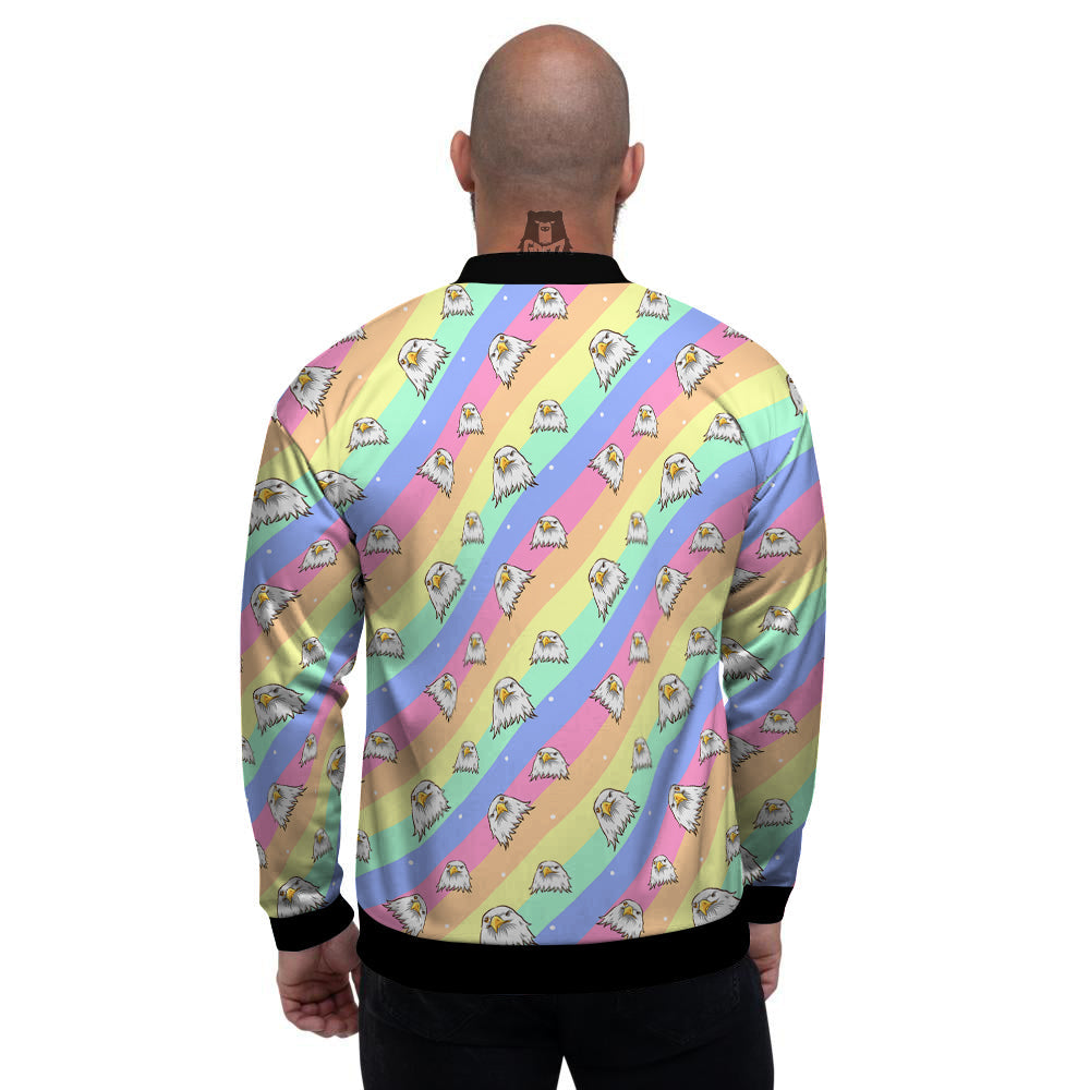 Cute Eagle Rainbow Print Pattern Men's Bomber Jacket-grizzshop