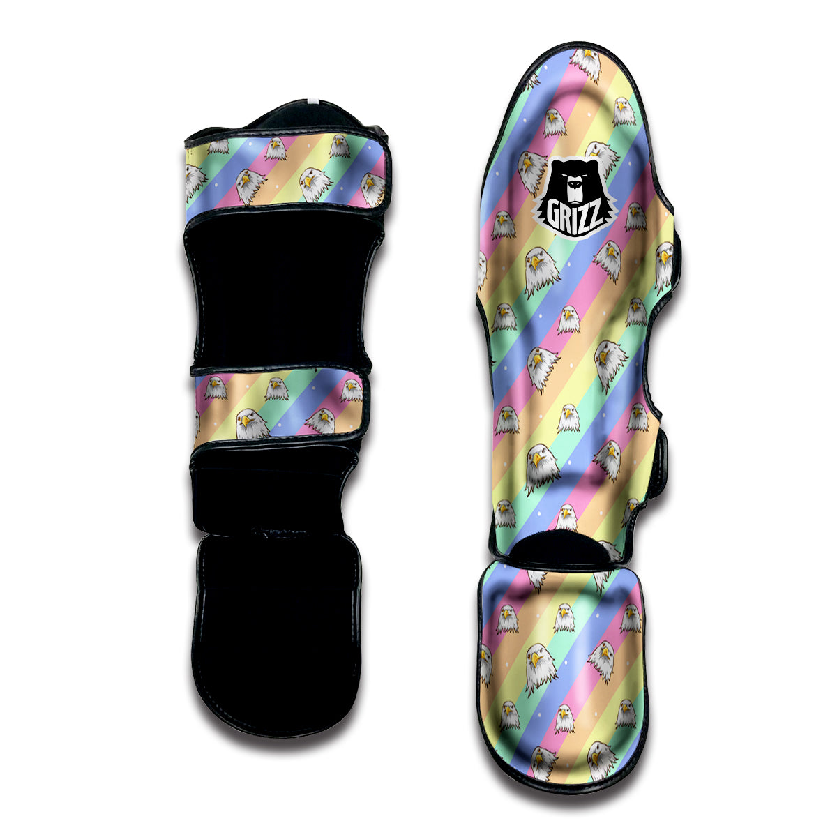 Cute Eagle Rainbow Print Pattern Muay Thai Shin Guards-grizzshop