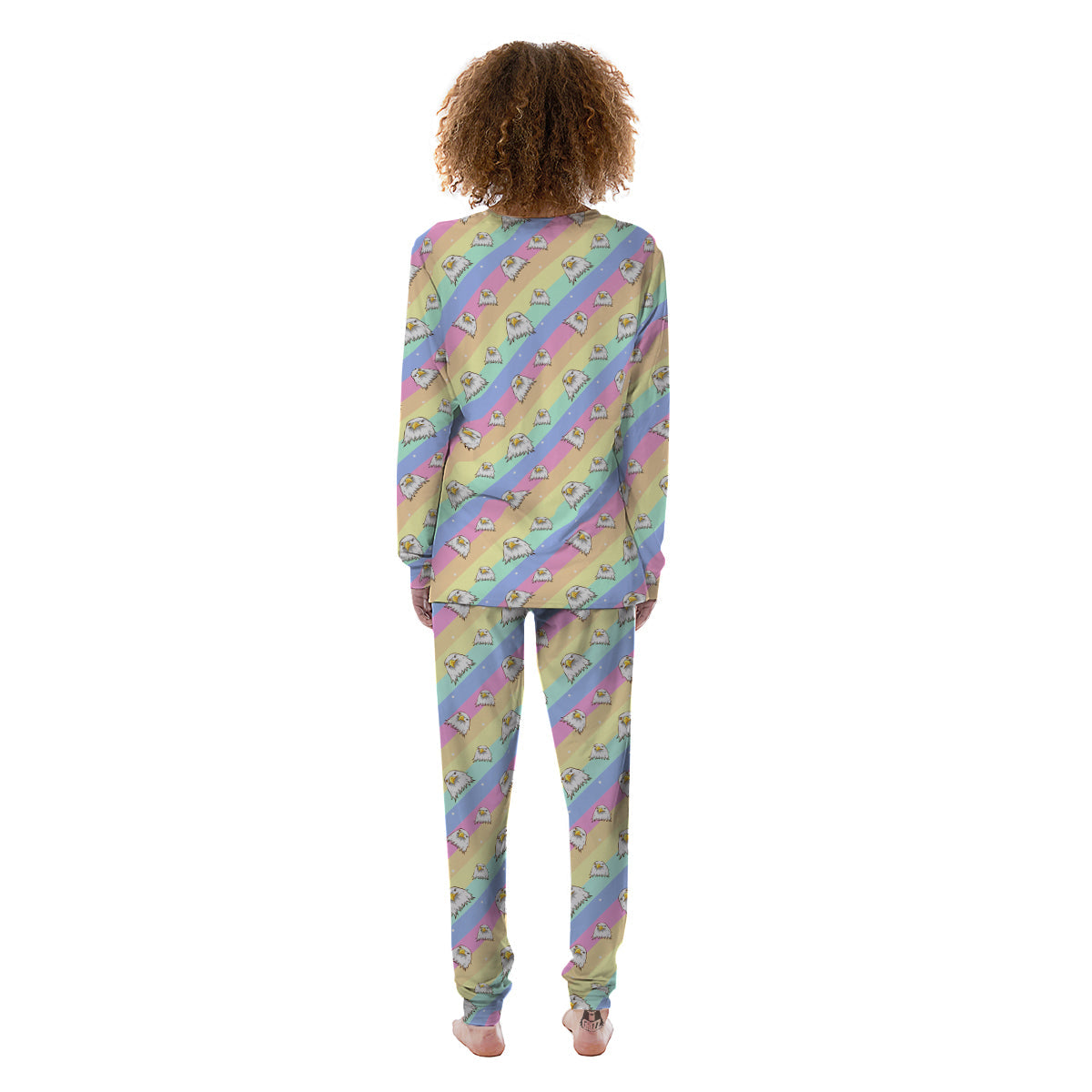 Cute Eagle Rainbow Print Pattern Women's Pajamas-grizzshop