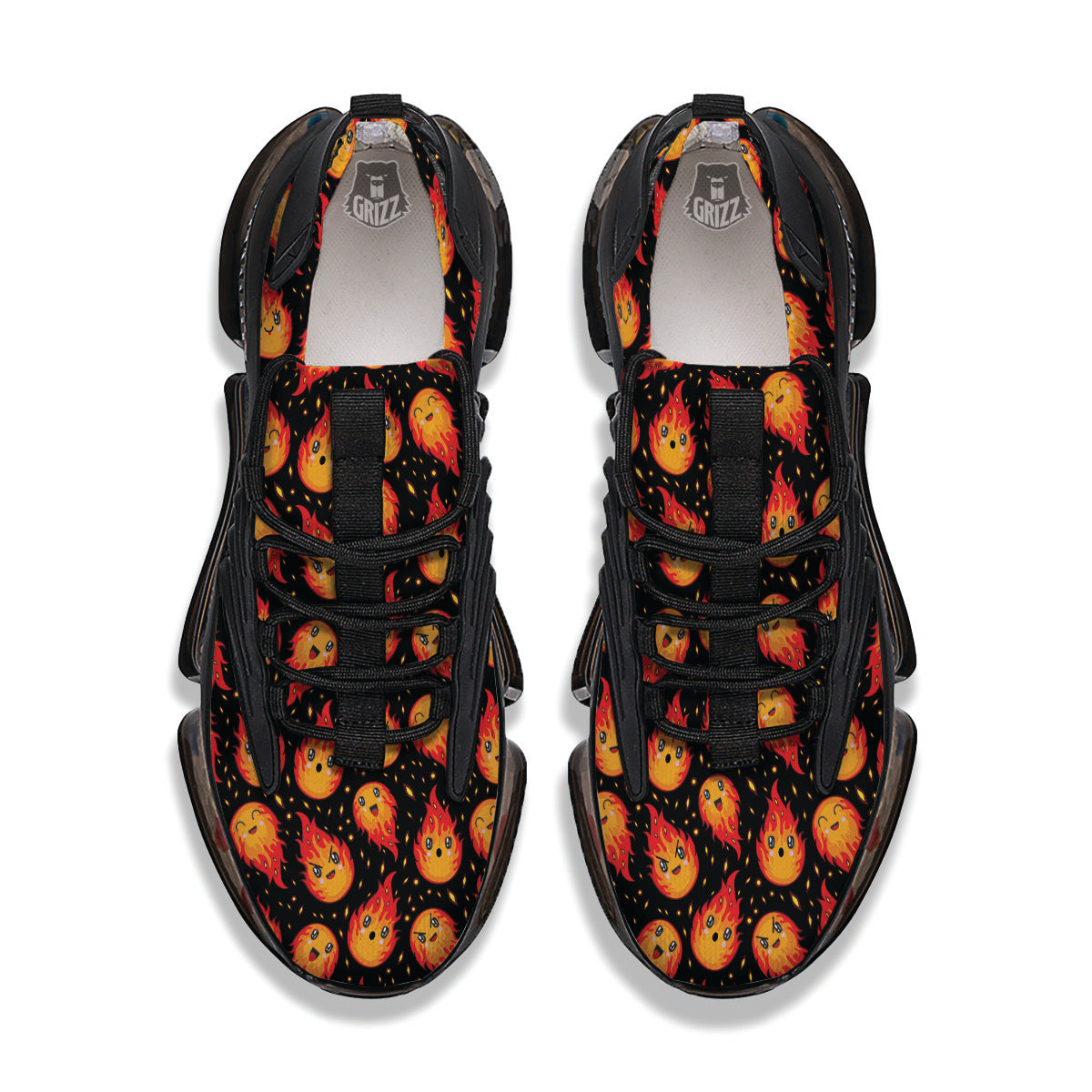 Cute Fire Cartoons Print Pattern Black Gym Shoes-grizzshop