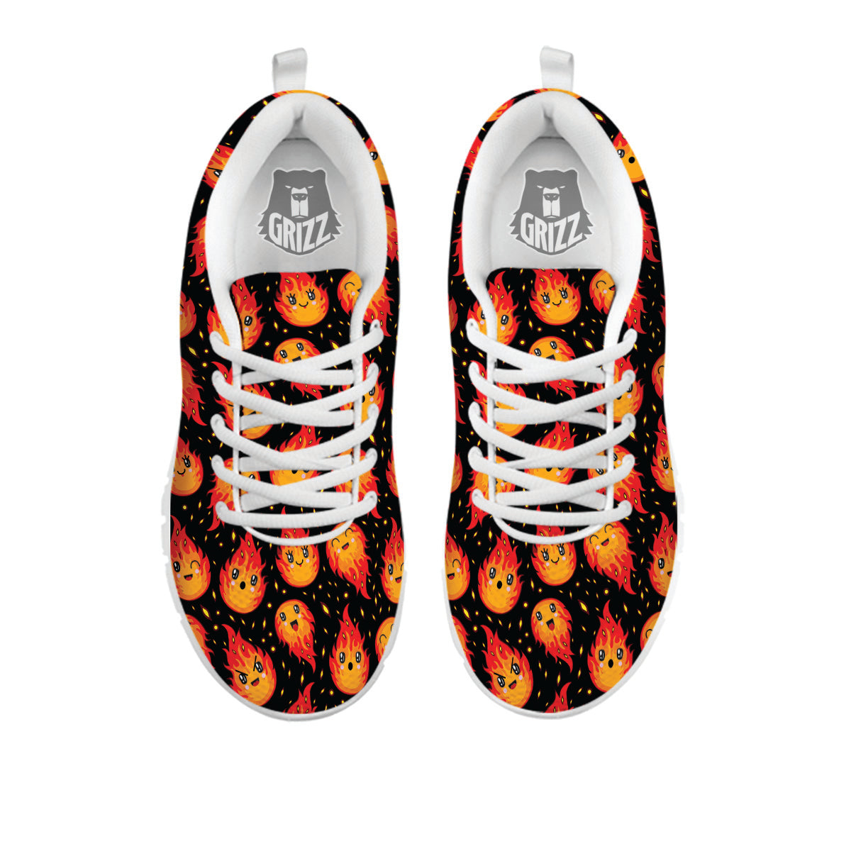 Cute Fire Cartoons Print Pattern White Sneaker-grizzshop