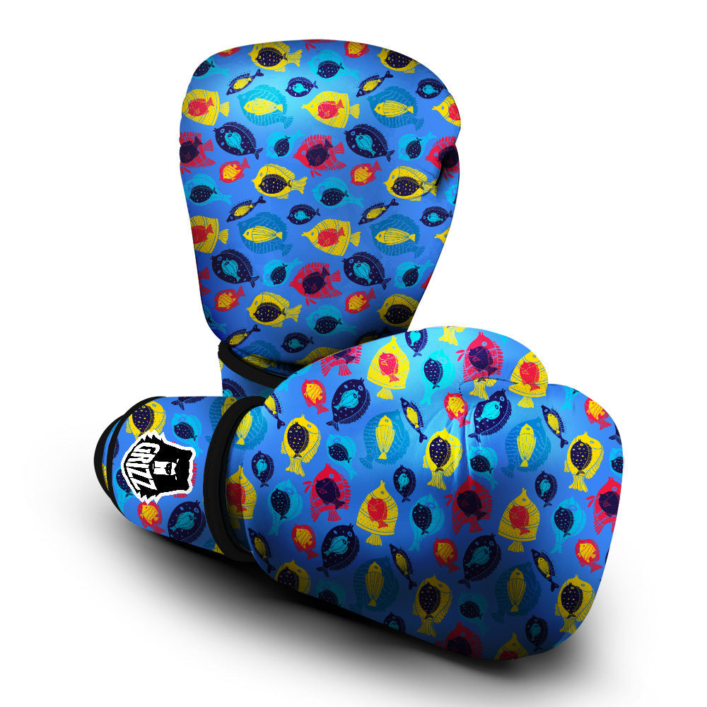 Cute Fish Colorful Blue Print Pattern Boxing Gloves-grizzshop