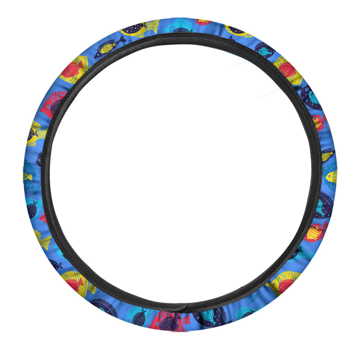 Cute Fish Colorful Blue Print Pattern Car Steering Wheel Cover-grizzshop