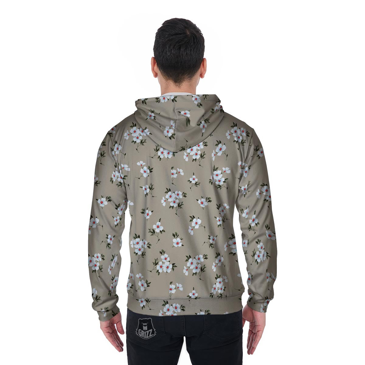 Cute Floral Flower Print Men's Zip Up Hoodie-grizzshop