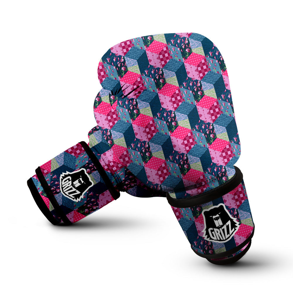 Cute Floral Patchwork Print Pattern Boxing Gloves-grizzshop