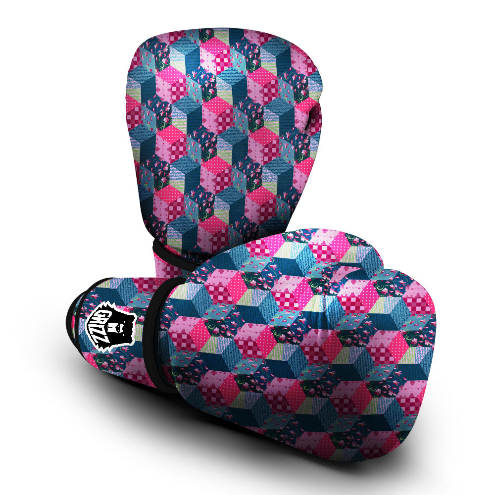 Cute Floral Patchwork Print Pattern Boxing Gloves-grizzshop
