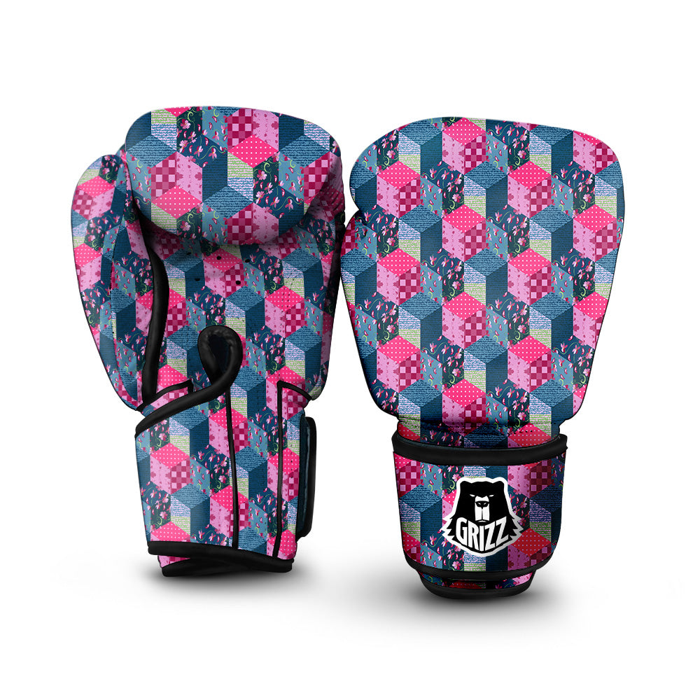 Cute Floral Patchwork Print Pattern Boxing Gloves-grizzshop