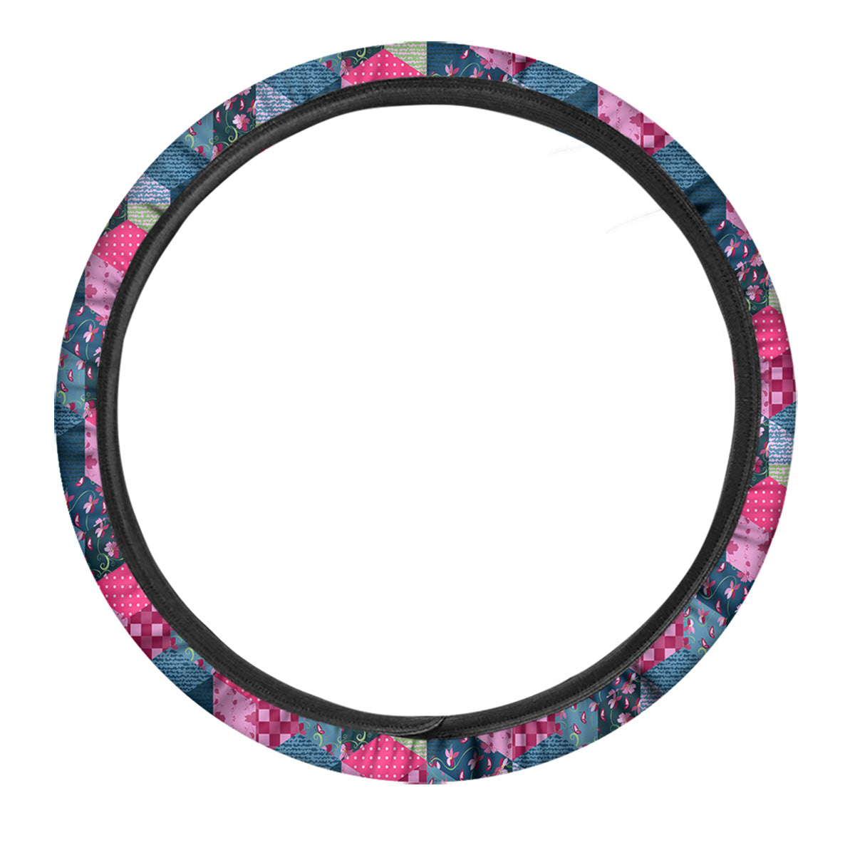 Cute Floral Patchwork Print Pattern Car Steering Wheel Cover-grizzshop
