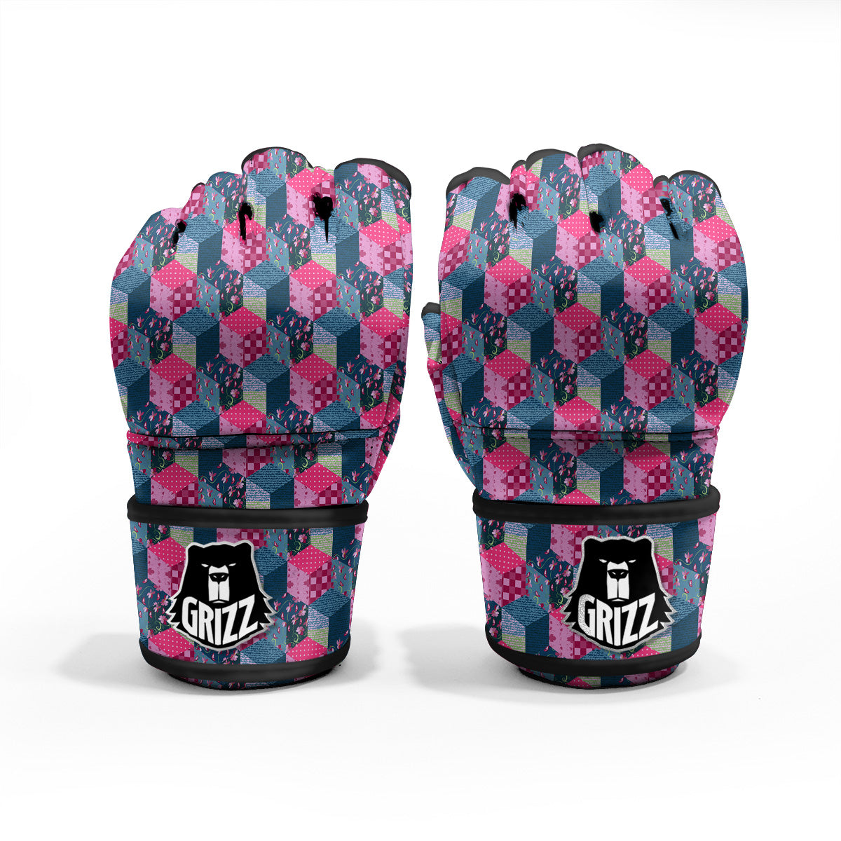 Cute Floral Patchwork Print Pattern MMA Gloves-grizzshop