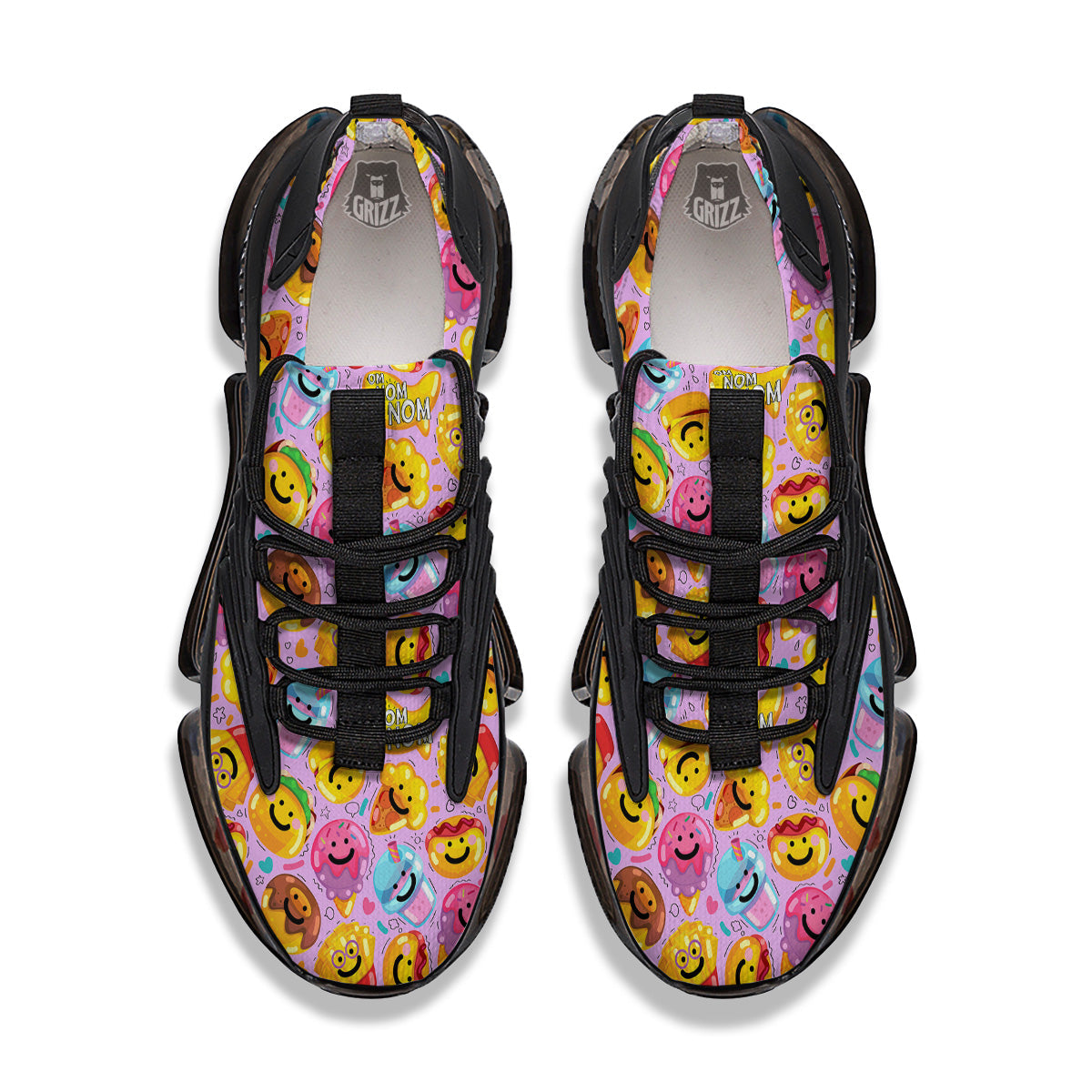 Cute Food Emoji Print Pattern Black Gym Shoes-grizzshop
