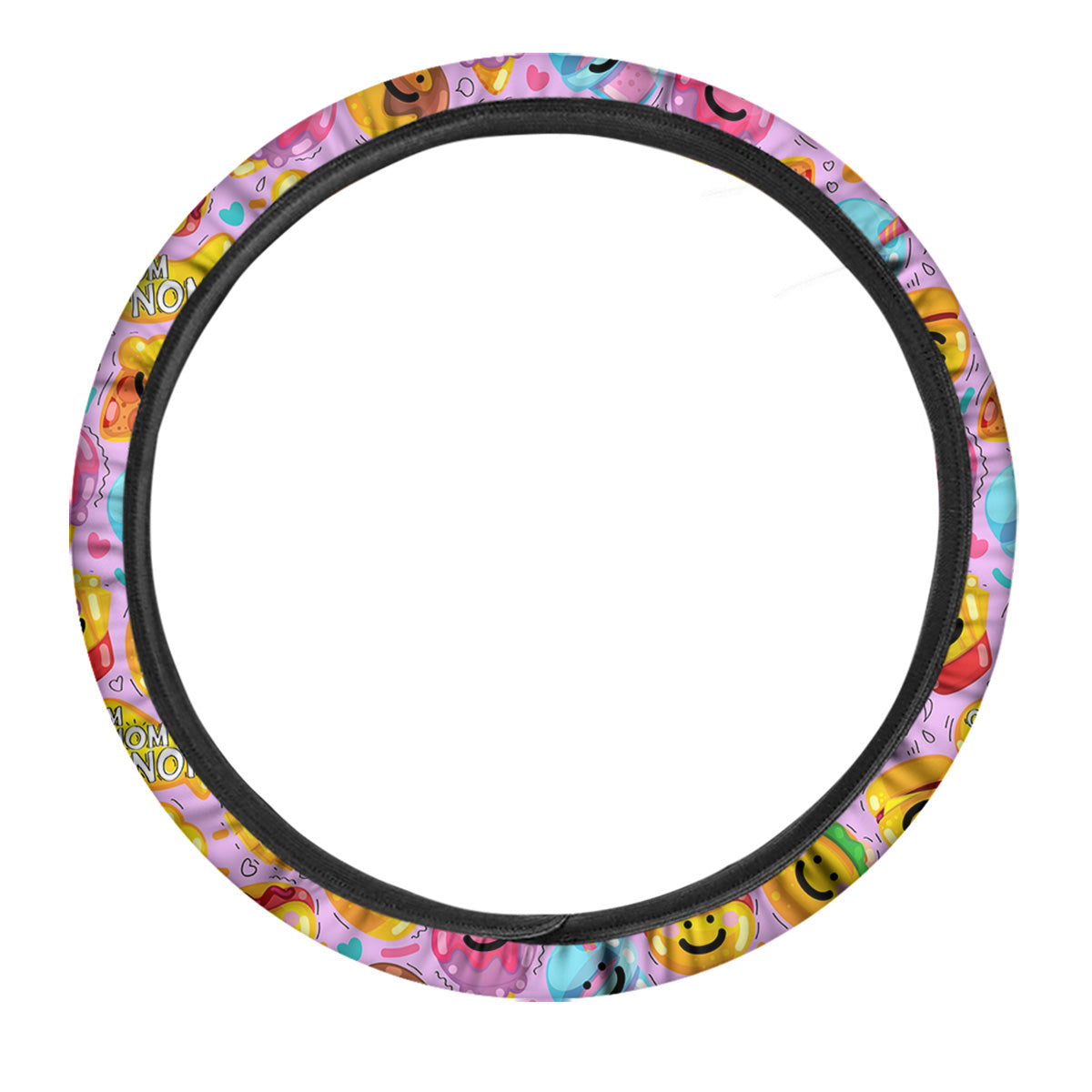 Cute Food Emoji Print Pattern Car Steering Wheel Cover-grizzshop