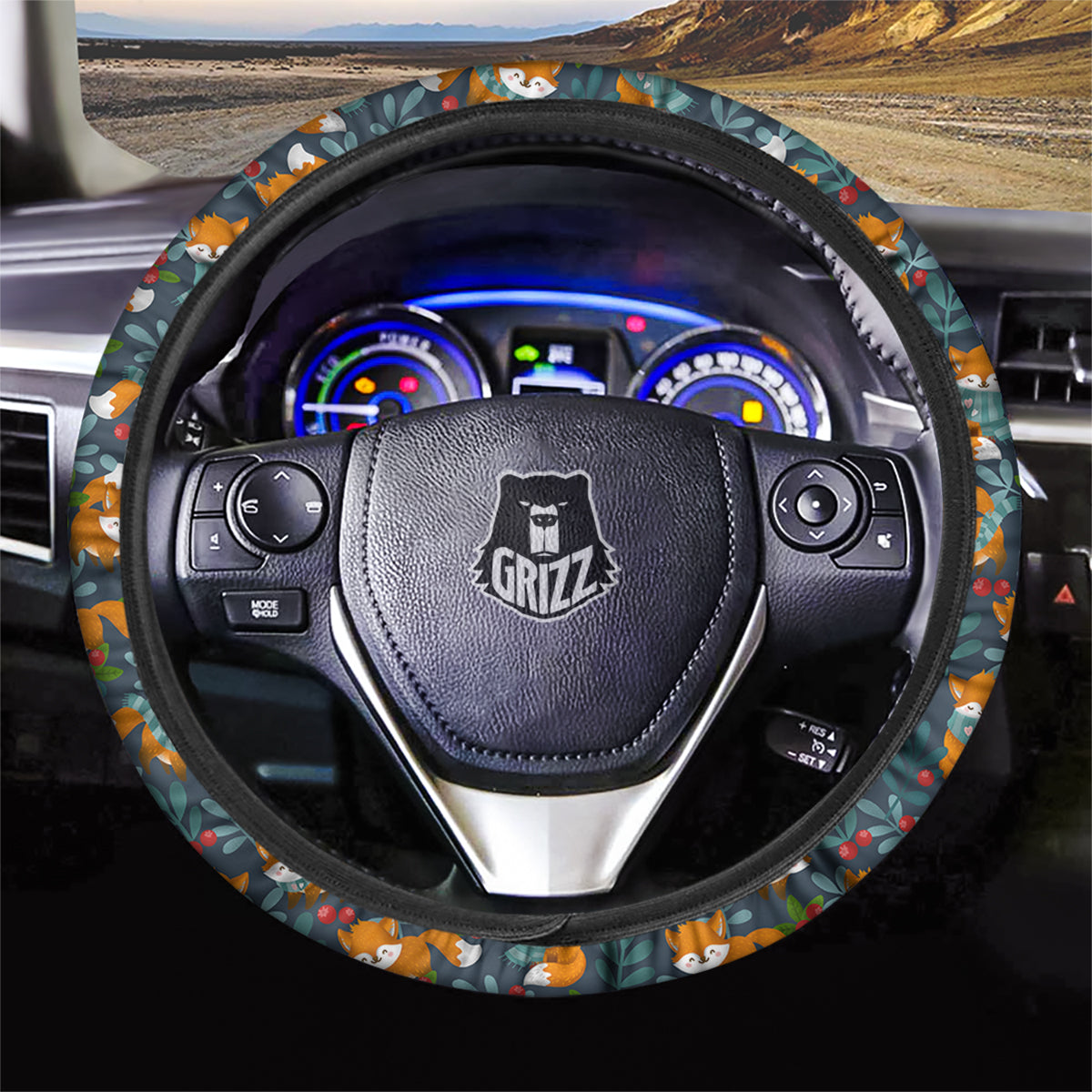 Cute Fox Print Pattern Car Steering Wheel Cover-grizzshop