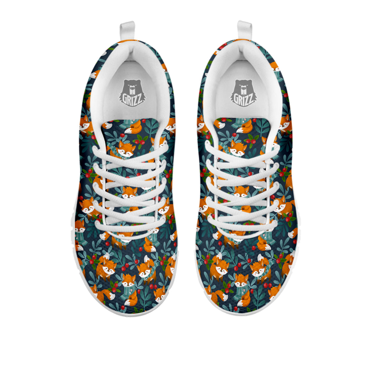 Cute Fox Print Pattern White Sneaker-grizzshop