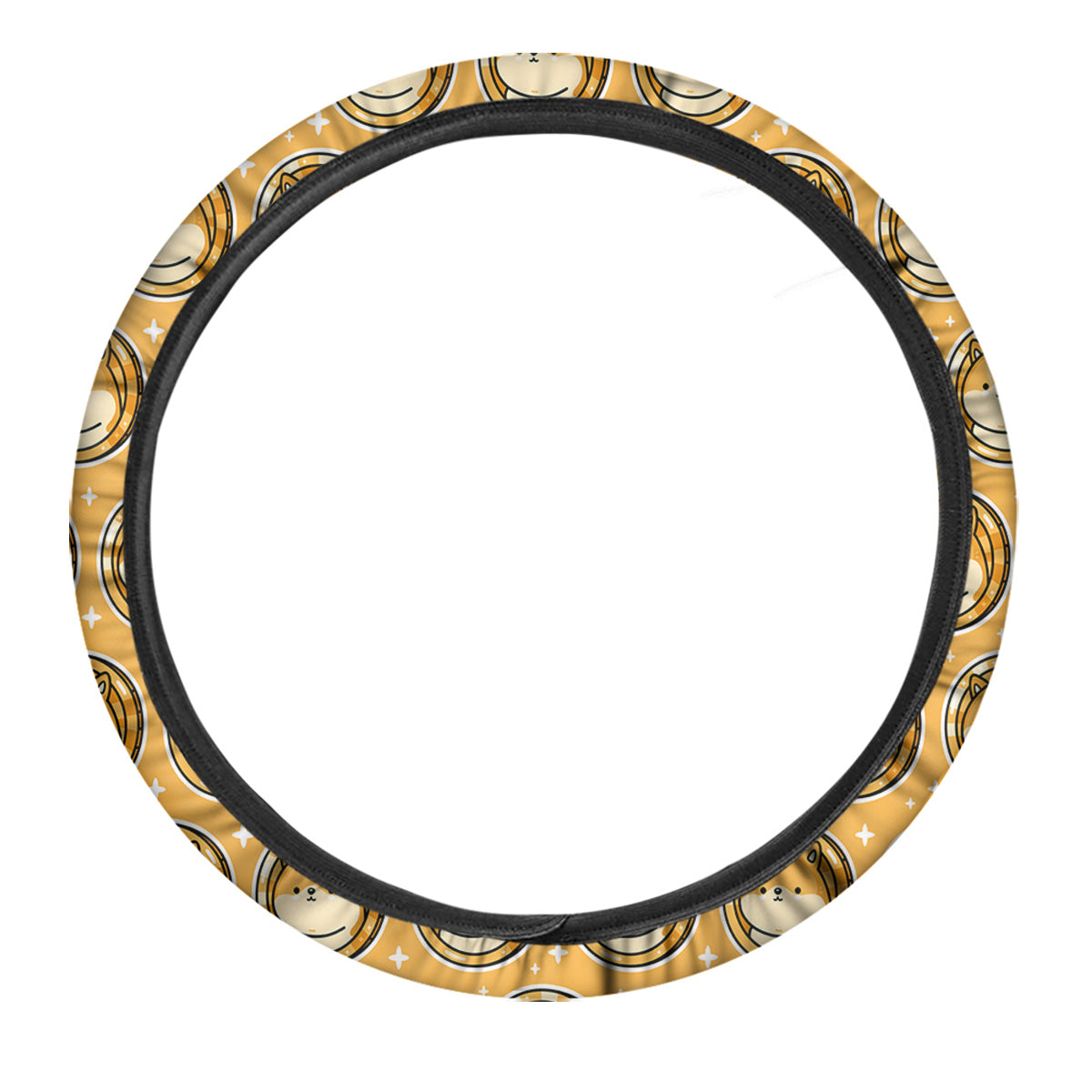 Cute Funny Crypto Dogecoin Print Pattern Car Steering Wheel Cover-grizzshop