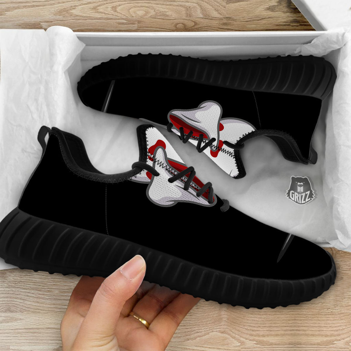 Cute Ghost Dap Print Black Walking Shoes-grizzshop