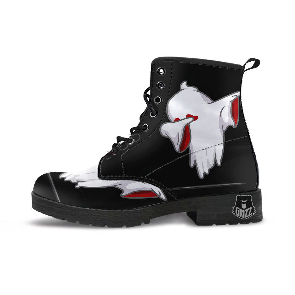 Cute Ghost Dap Print Leather Boots-grizzshop