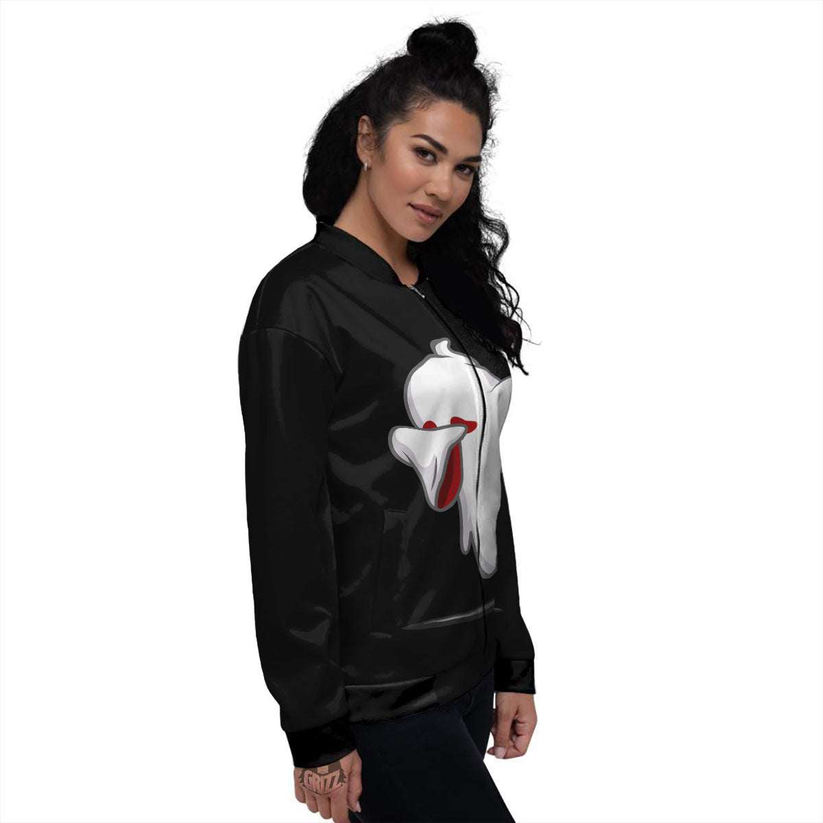 Cute Ghost Dap Print Women's Bomber Jacket-grizzshop