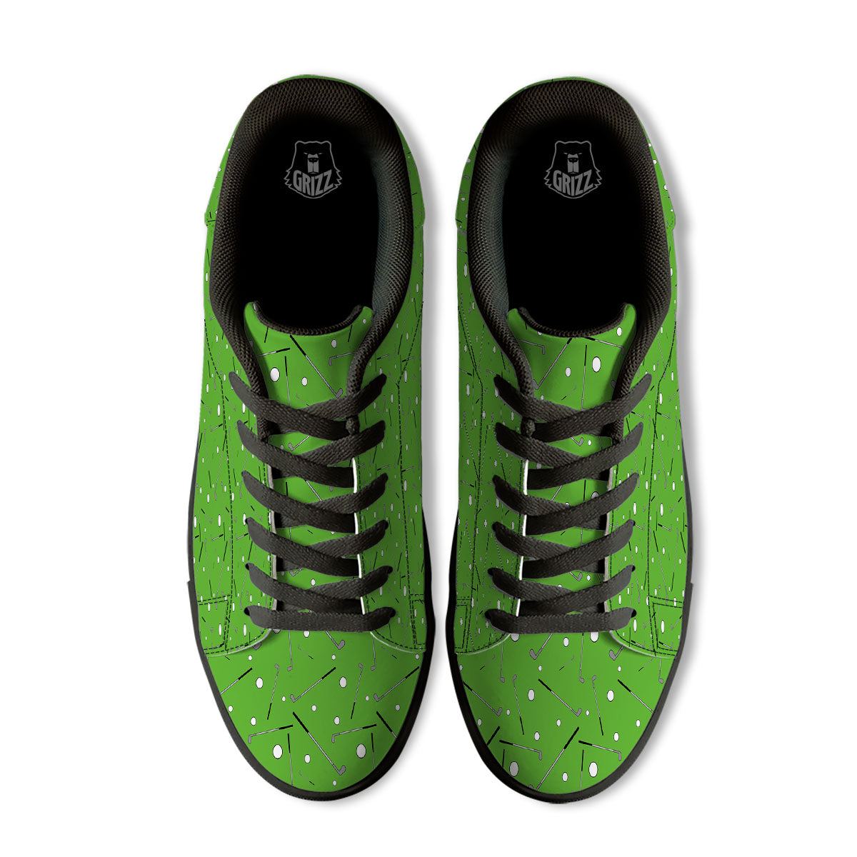 Cute Golf Print Pattern Black Low Top Sneakers-grizzshop