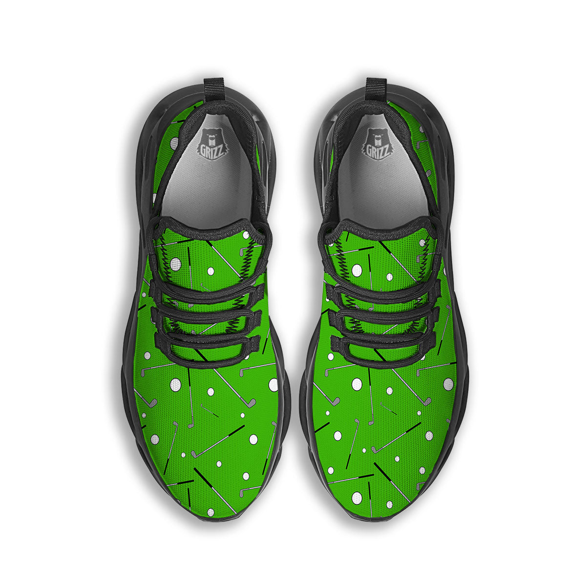 Cute Golf Print Pattern Black Running Shoes-grizzshop