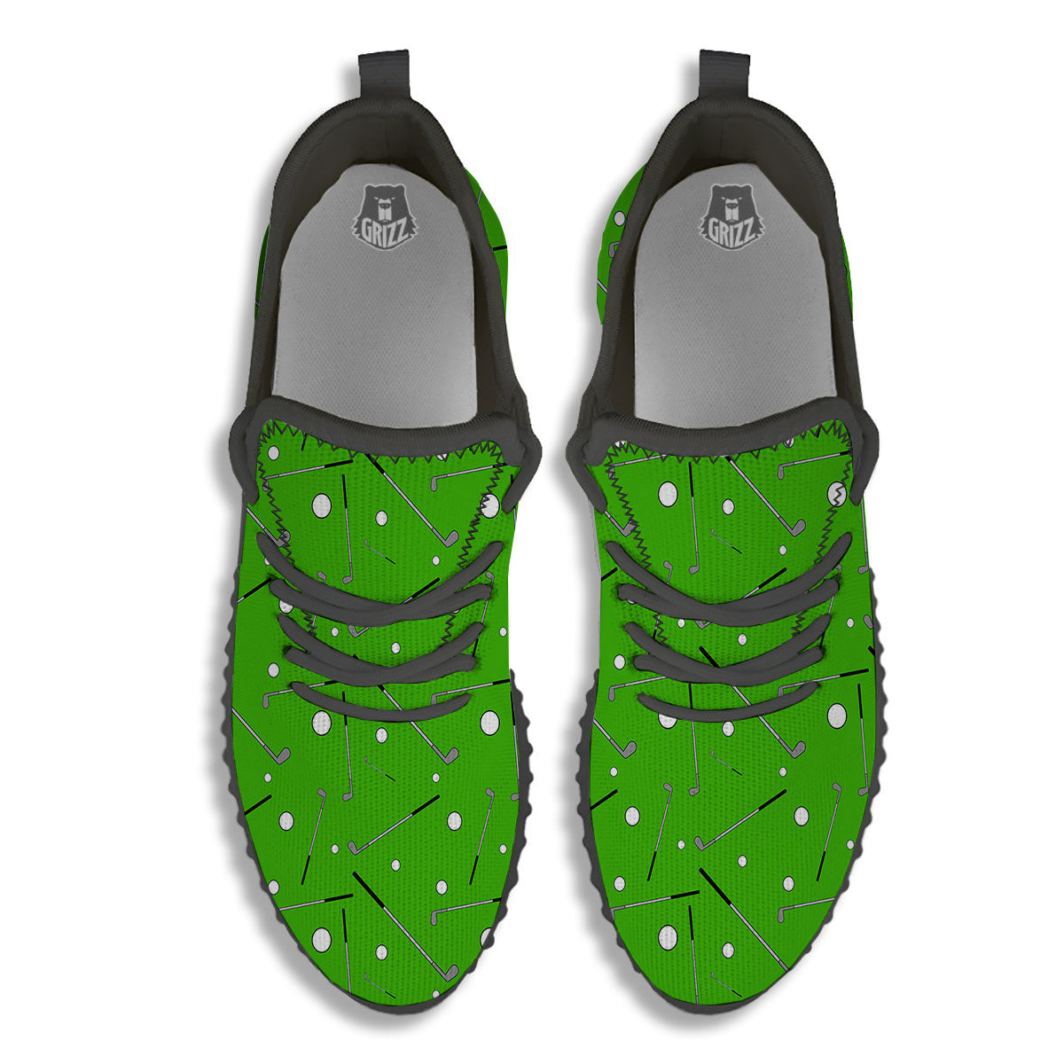 Cute Golf Print Pattern Black Walking Shoes-grizzshop