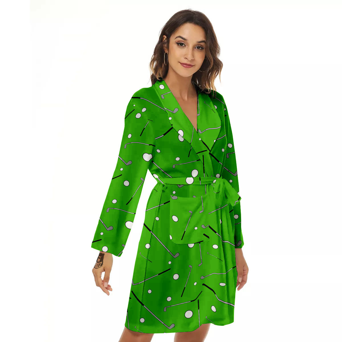 Cute Golf Print Pattern Women's Robe-grizzshop