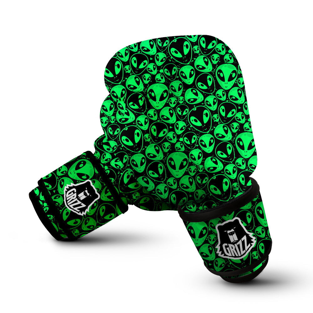 Cute Green Alien Print Pattern Boxing Gloves-grizzshop