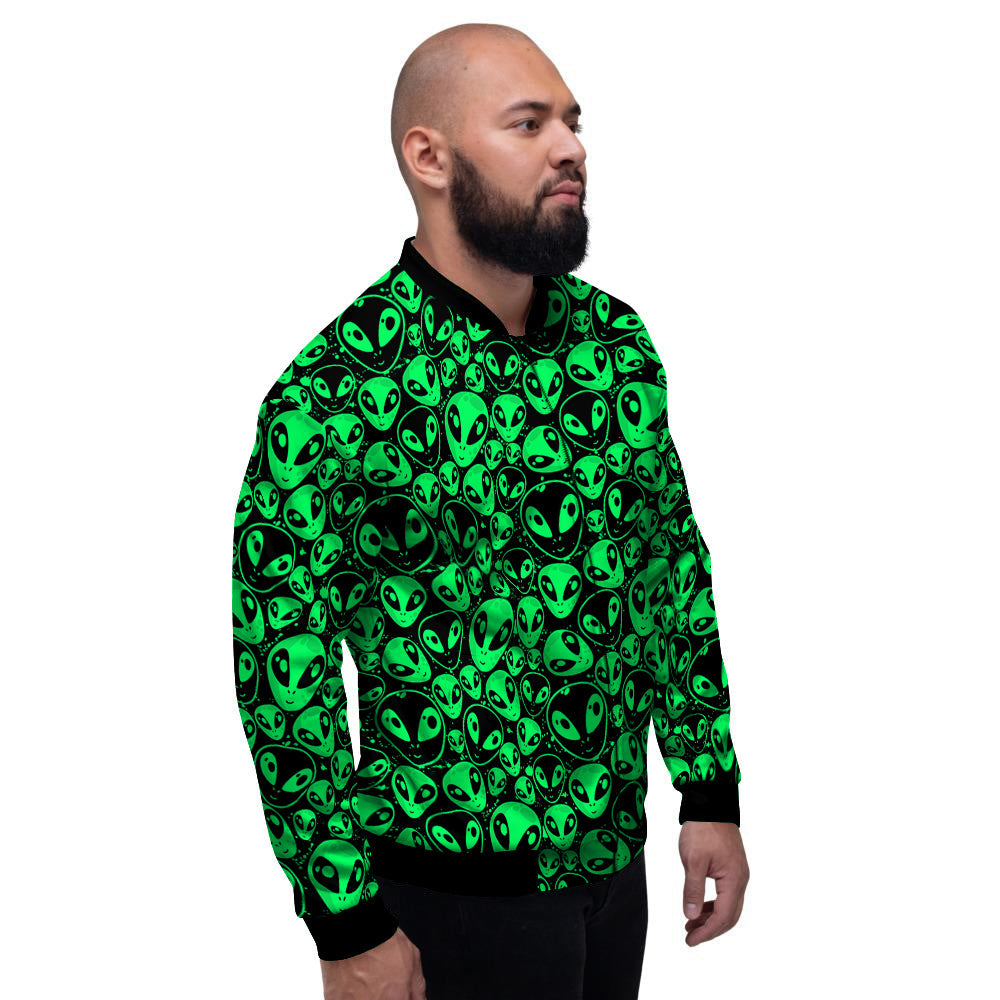 Cute Green Alien Print Pattern Men's Bomber Jacket-grizzshop