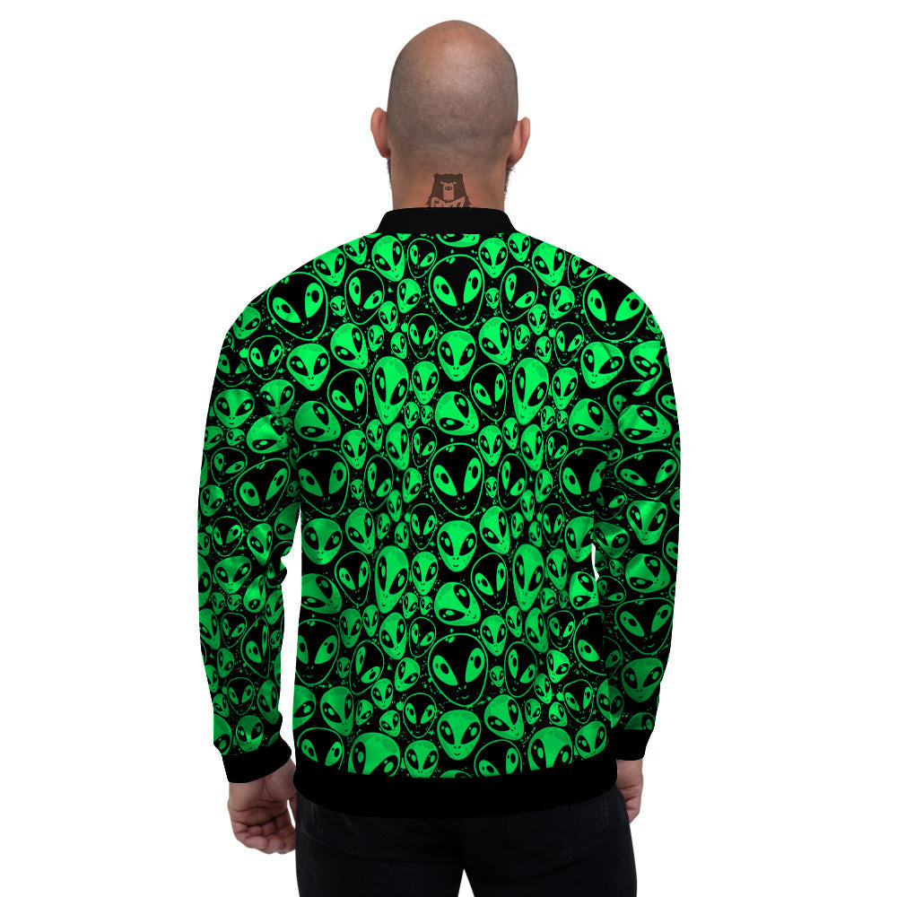 Cute Green Alien Print Pattern Men's Bomber Jacket-grizzshop