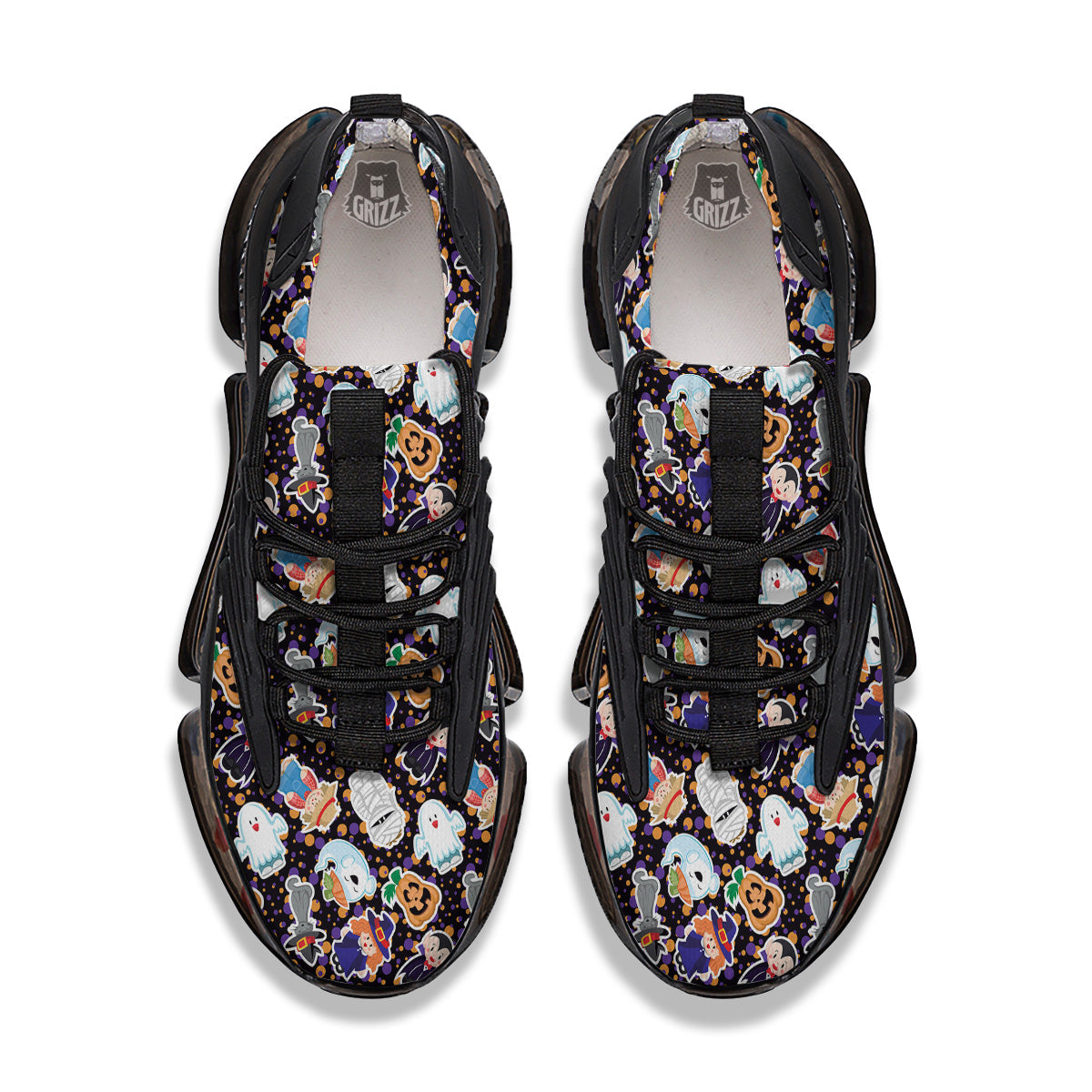 Cute Halloween Print Pattern Black Gym Shoes-grizzshop