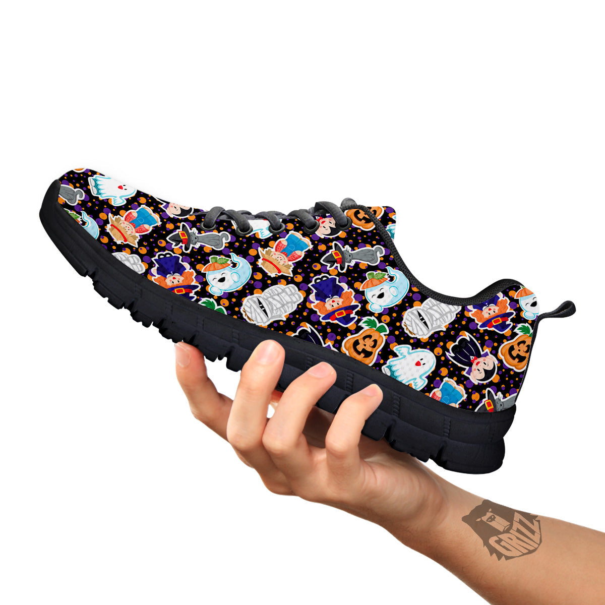Cute Halloween Print Pattern Black Sneaker-grizzshop