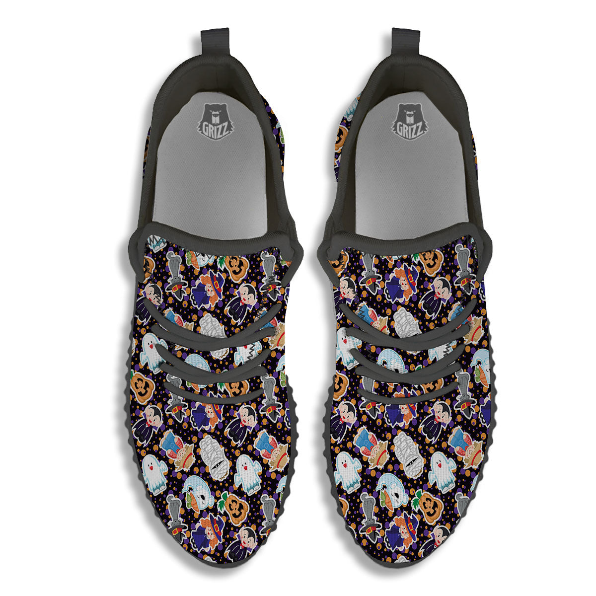 Cute Halloween Print Pattern Black Walking Shoes-grizzshop