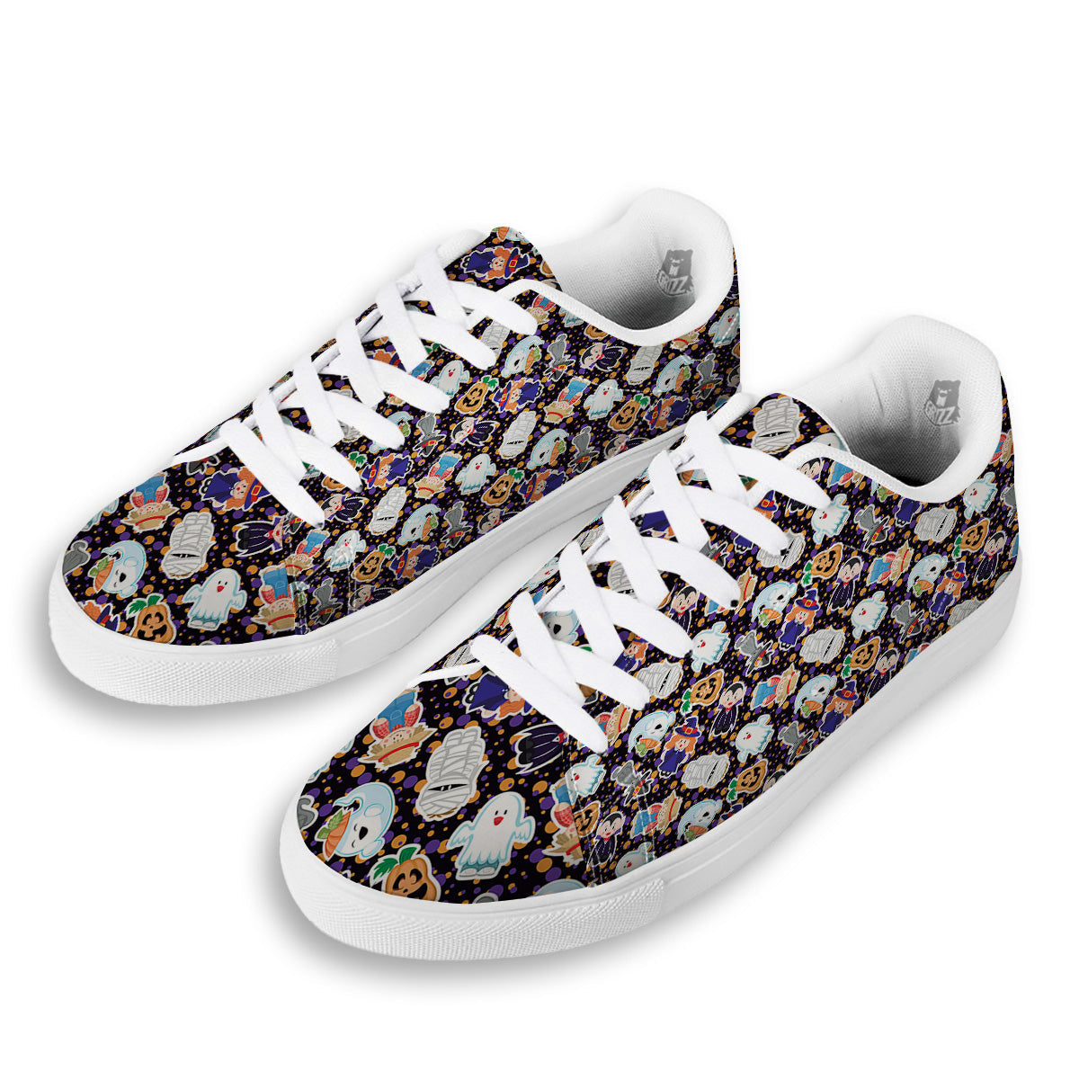 Cute Halloween Print Pattern White Low Top Sneakers-grizzshop