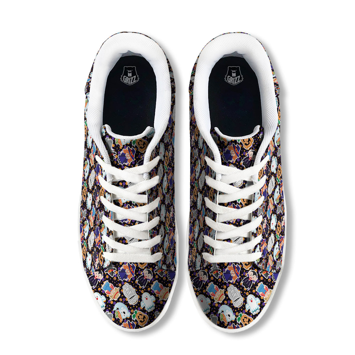 Cute Halloween Print Pattern White Low Top Sneakers-grizzshop