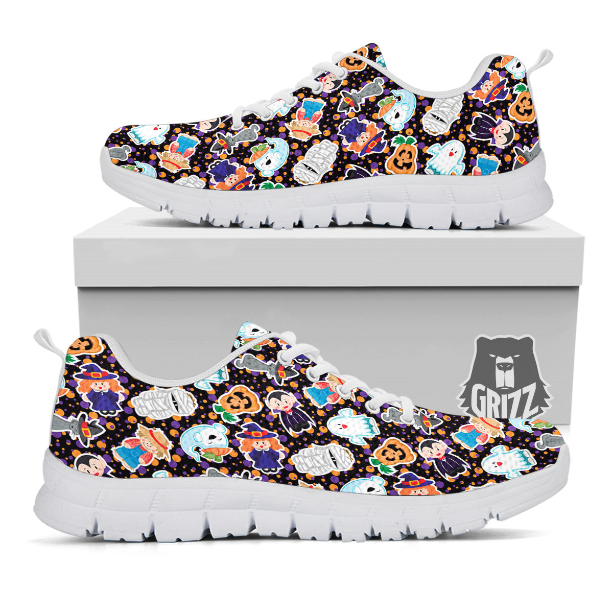 Cute Halloween Print Pattern White Sneaker-grizzshop