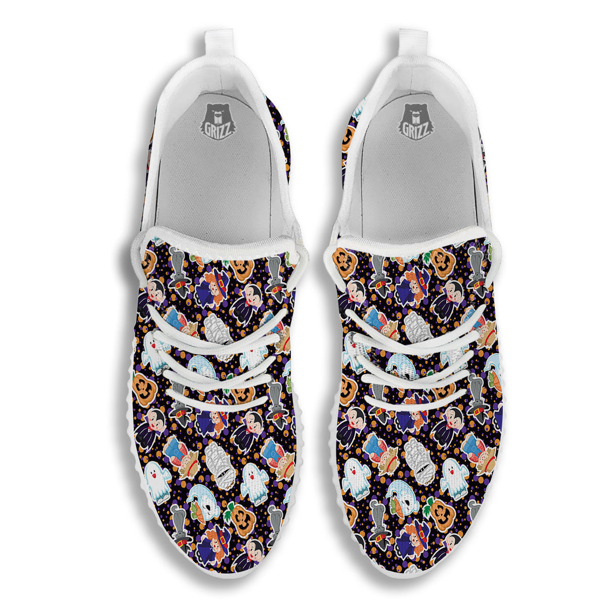 Cute Halloween Print Pattern White Walking Shoes-grizzshop