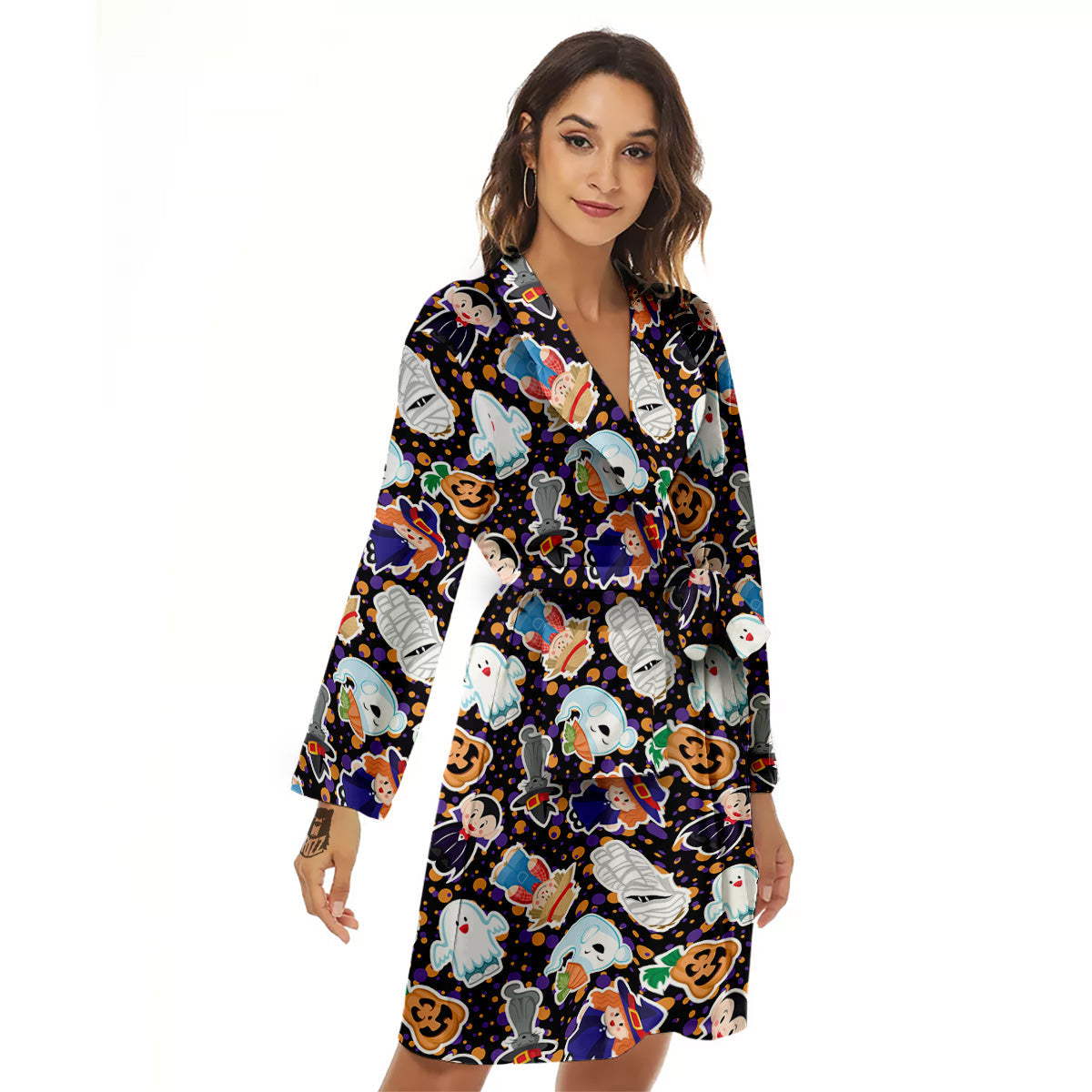Cute Halloween Print Pattern Women's Robe-grizzshop