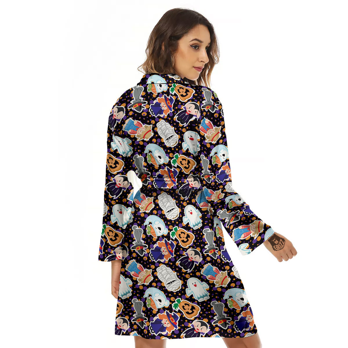 Cute Halloween Print Pattern Women's Robe-grizzshop