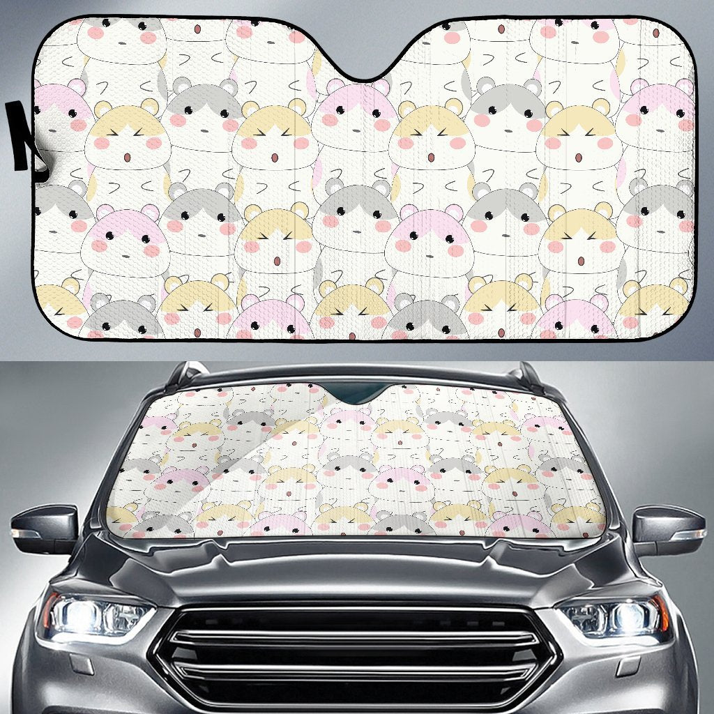 Cute Hamster Pattern Print Car Sun Shade-grizzshop